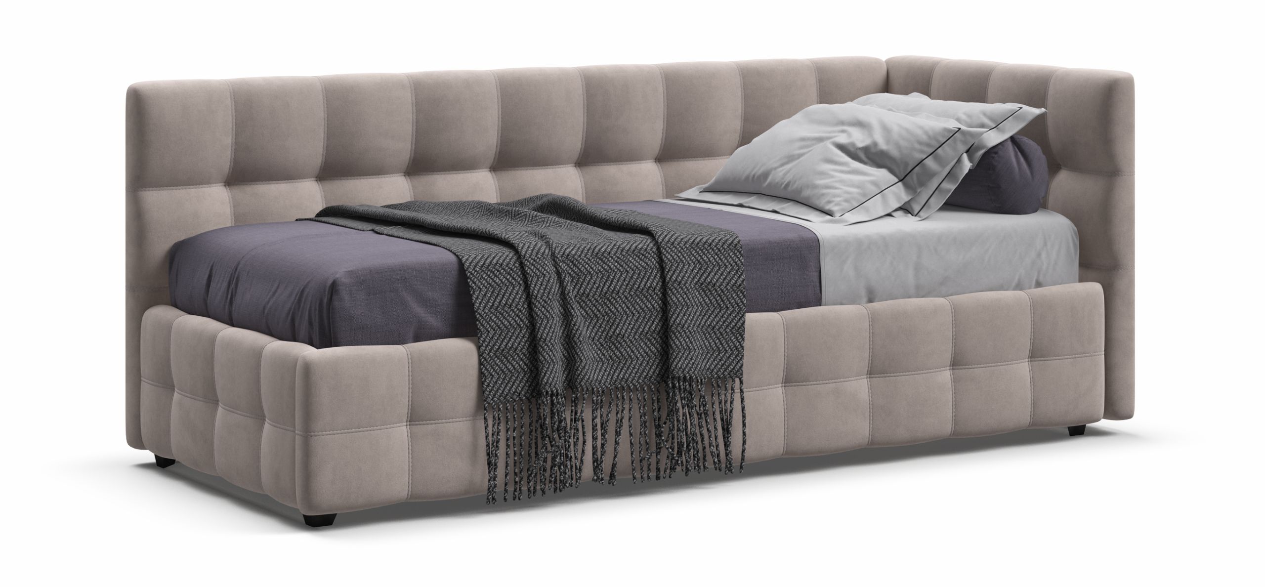 Босс Мини Кровать+ПМ 90*200 Велюр Монолит латте