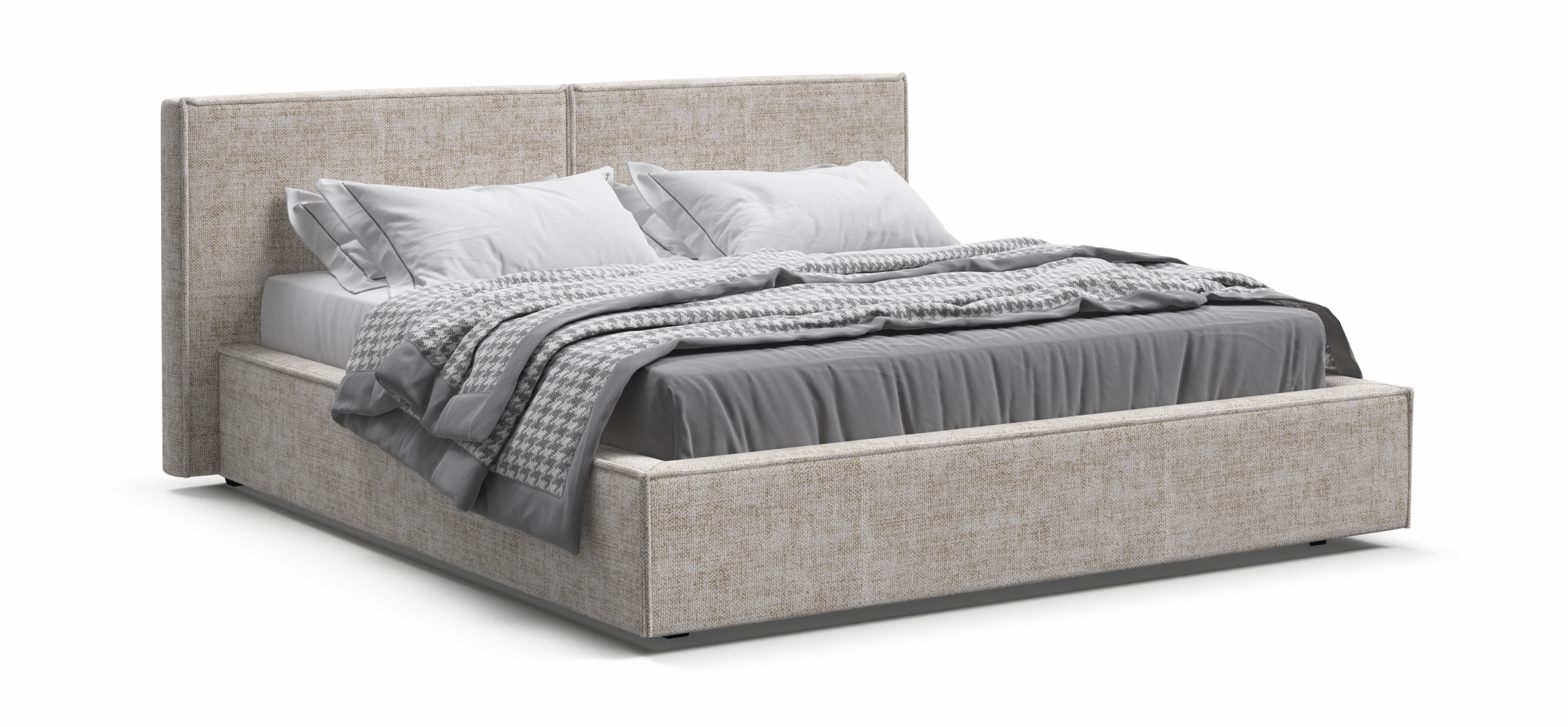 Норд Кровать+ПМ 160*200 Шенилл Смарт кварц