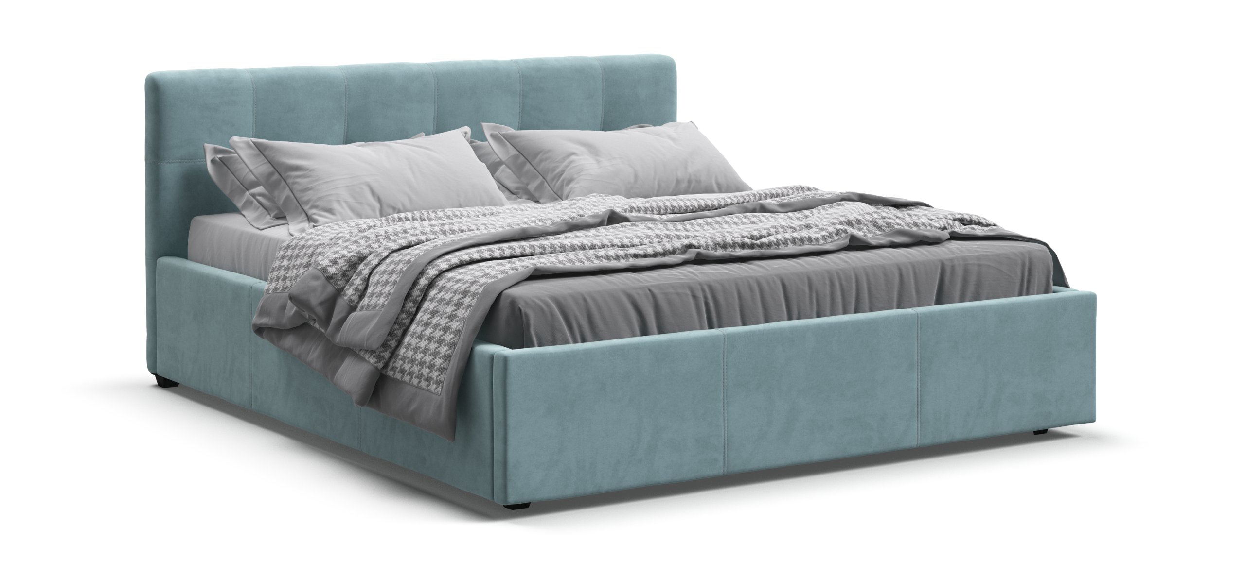 Белла Кровать+ПМ 160*200 Велюр Монолит аква