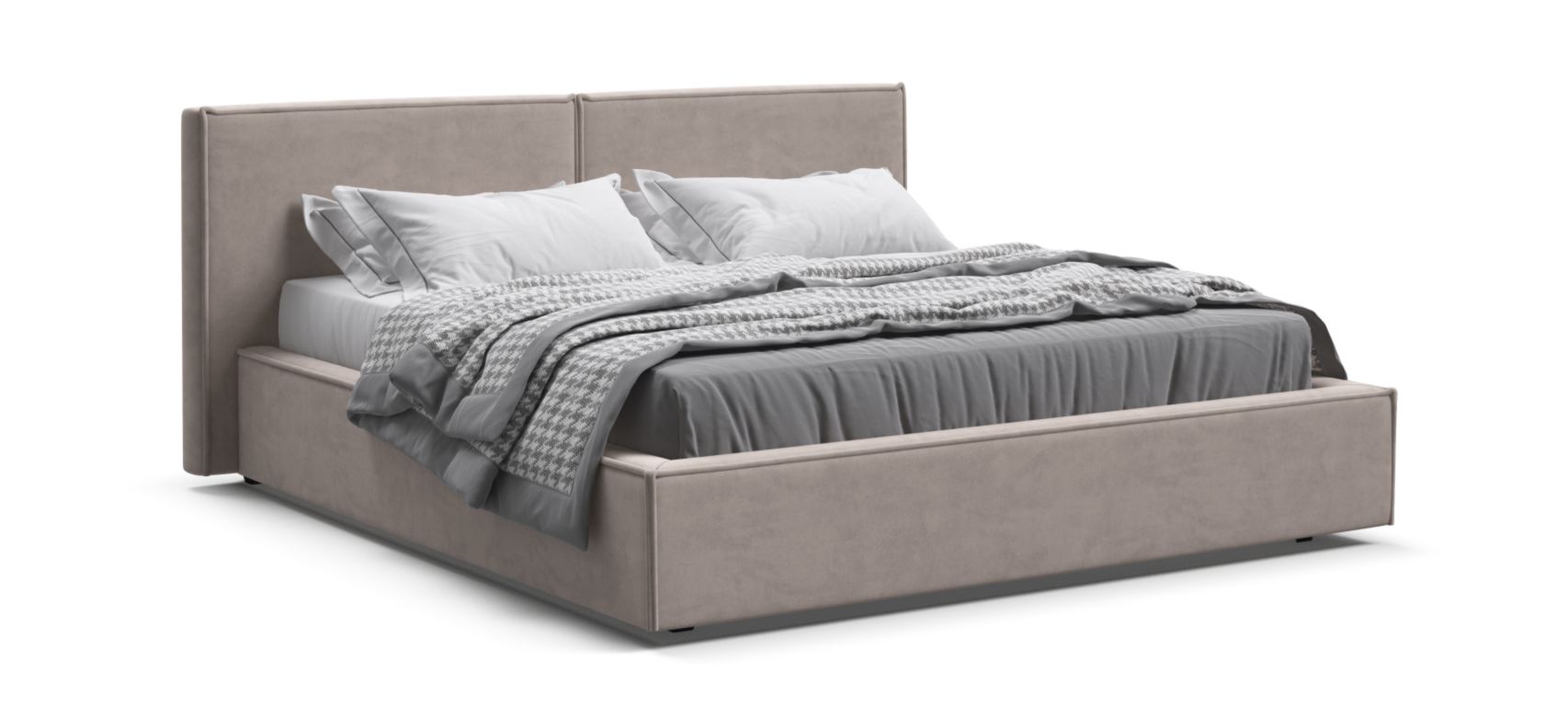 Норд Кровать+ПМ 160*200 Велюр Монолит латте