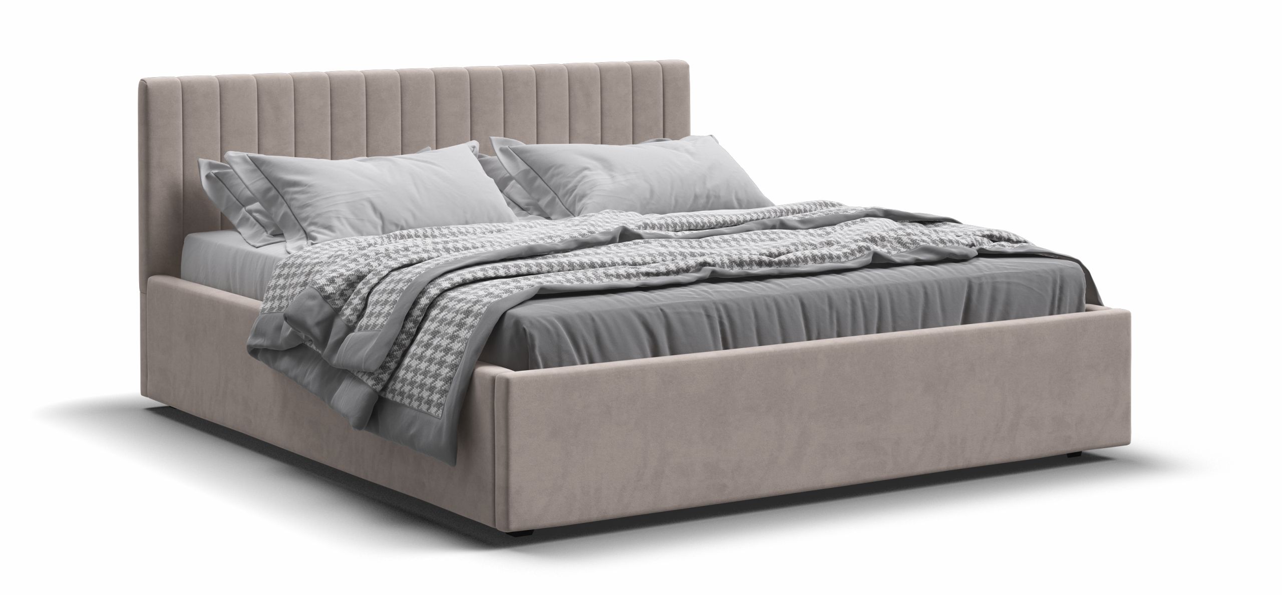 Ронда Кровать+ПМ 160*200 Велюр Монолит латте