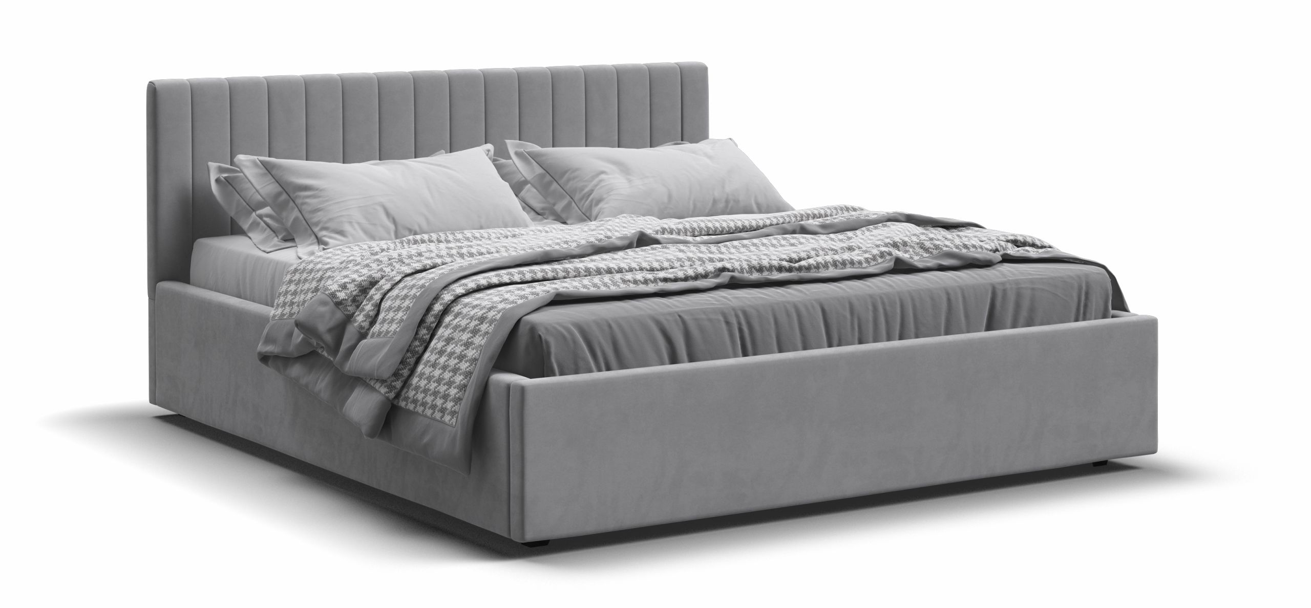 Ронда Кровать+ПМ 160*200 Велюр Монолит сталь