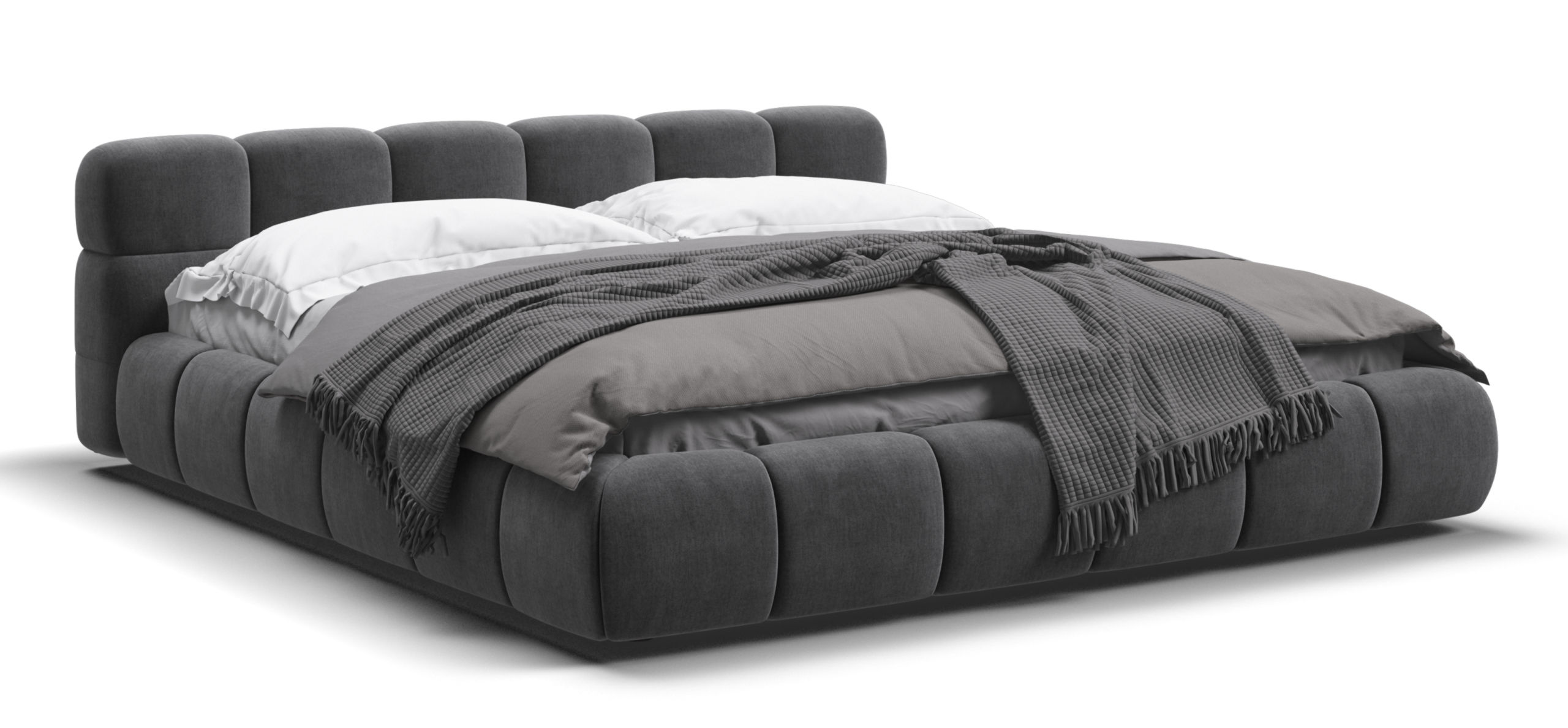 Босс Дрим Кровать+ПМ 180*200 Велюр Монолит серый