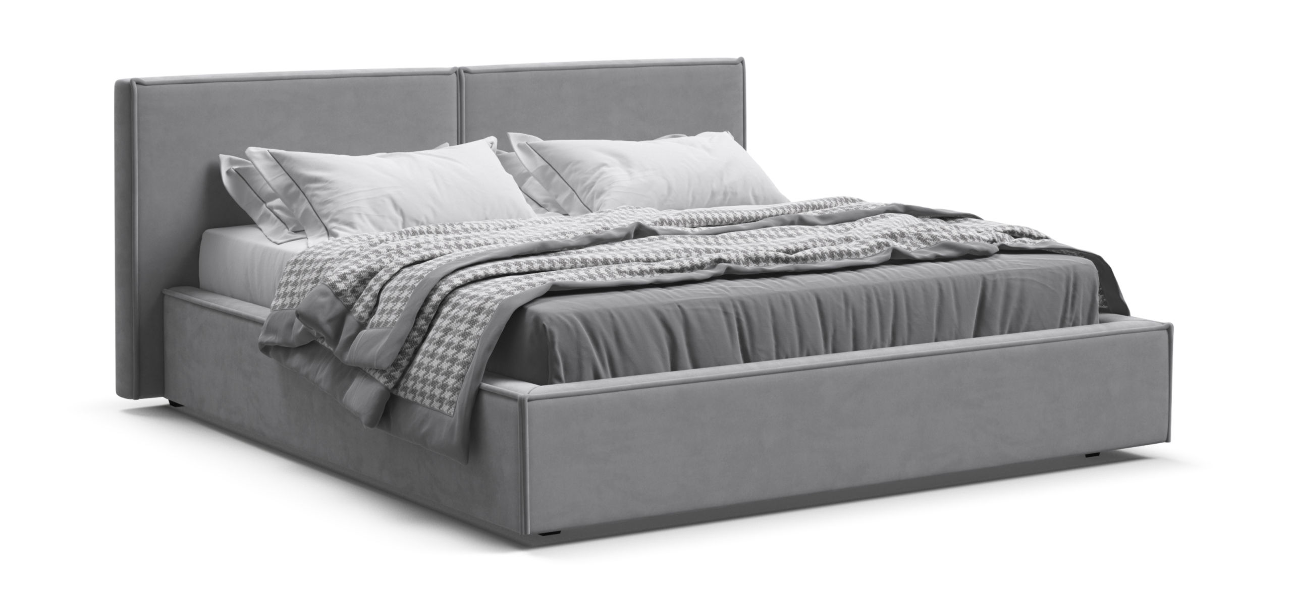 Норд Кровать+ПМ 160*200 Велюр Монолит сталь