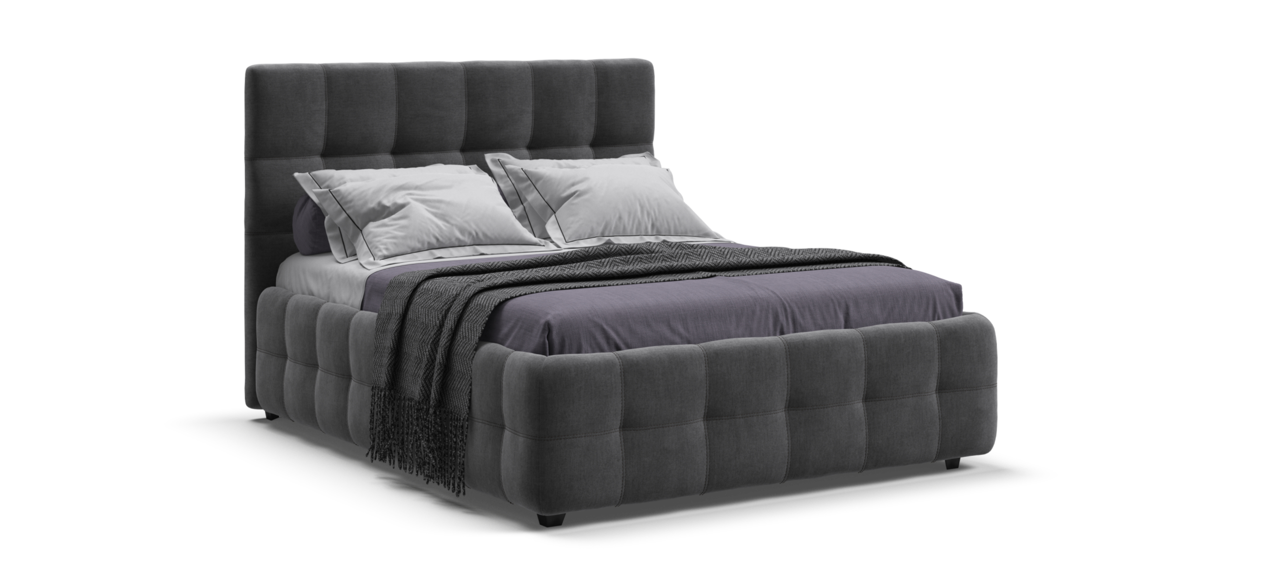 Босс Кровать+ПМ 140*200 Велюр Монолит серый