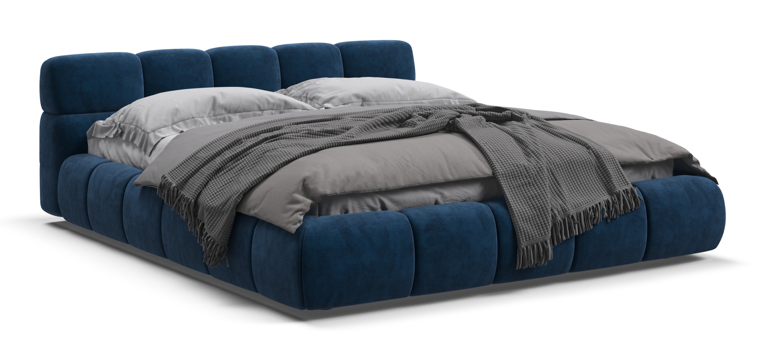 Босс Дрим Кровать+ПМ 160*200 Велюр Монолит синий