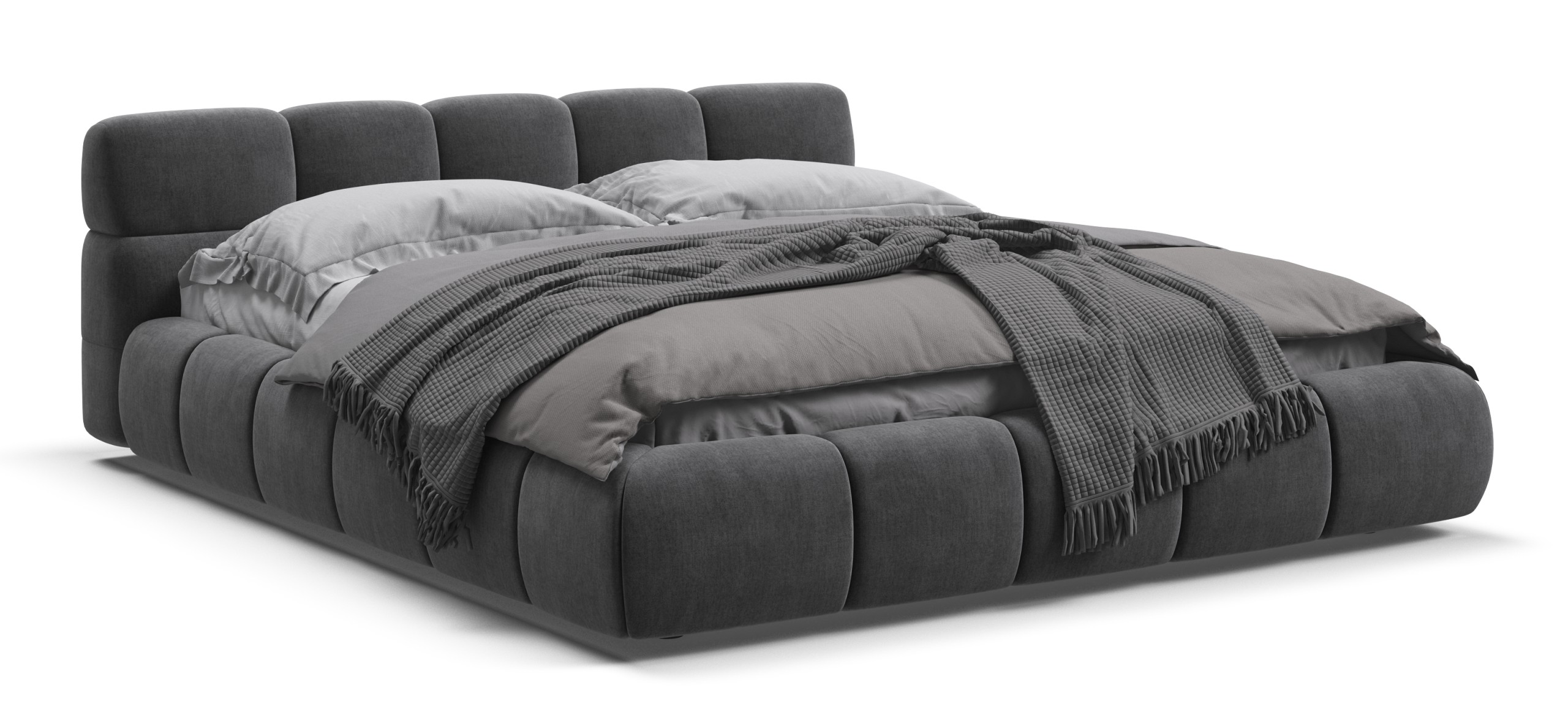 Босс Дрим Кровать+ПМ 160*200 Велюр Монолит серый